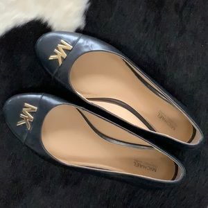 Michael Kors MK black leather ballerina flats size 8. Excellent condition